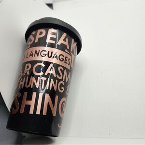 Hand Crafted Travel Cup Mug Tumbler Hand Crafted Funny Saying Coffee Plastic lid